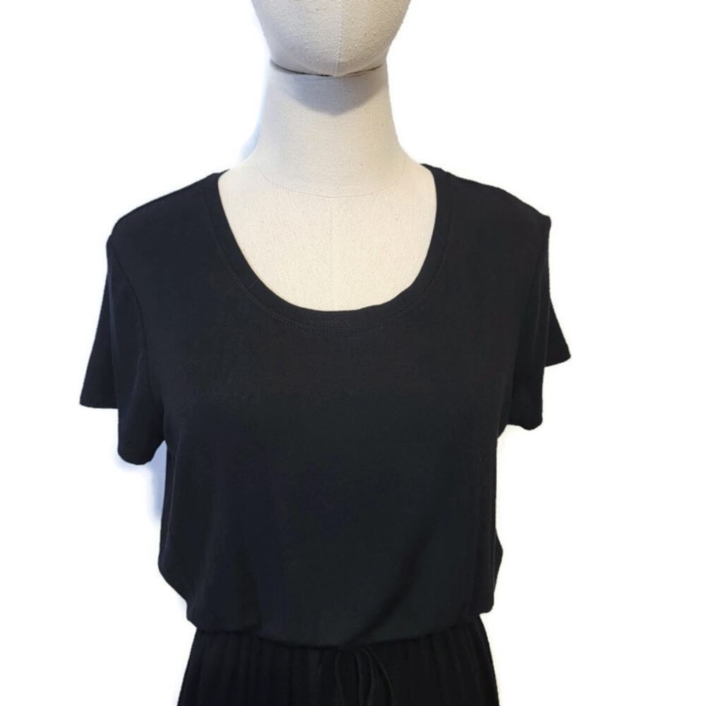 Olive & Oak Black Short Sleeve Drawstring Waist Jersey Knit Dress L - Picture 3 of 13